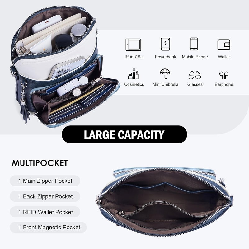 Roulens Crossbody Purse for Women Vegan Leather Medium Crossbody Wallet Bag for Travel Women Shoulder Handbags with Tassel - Image 5